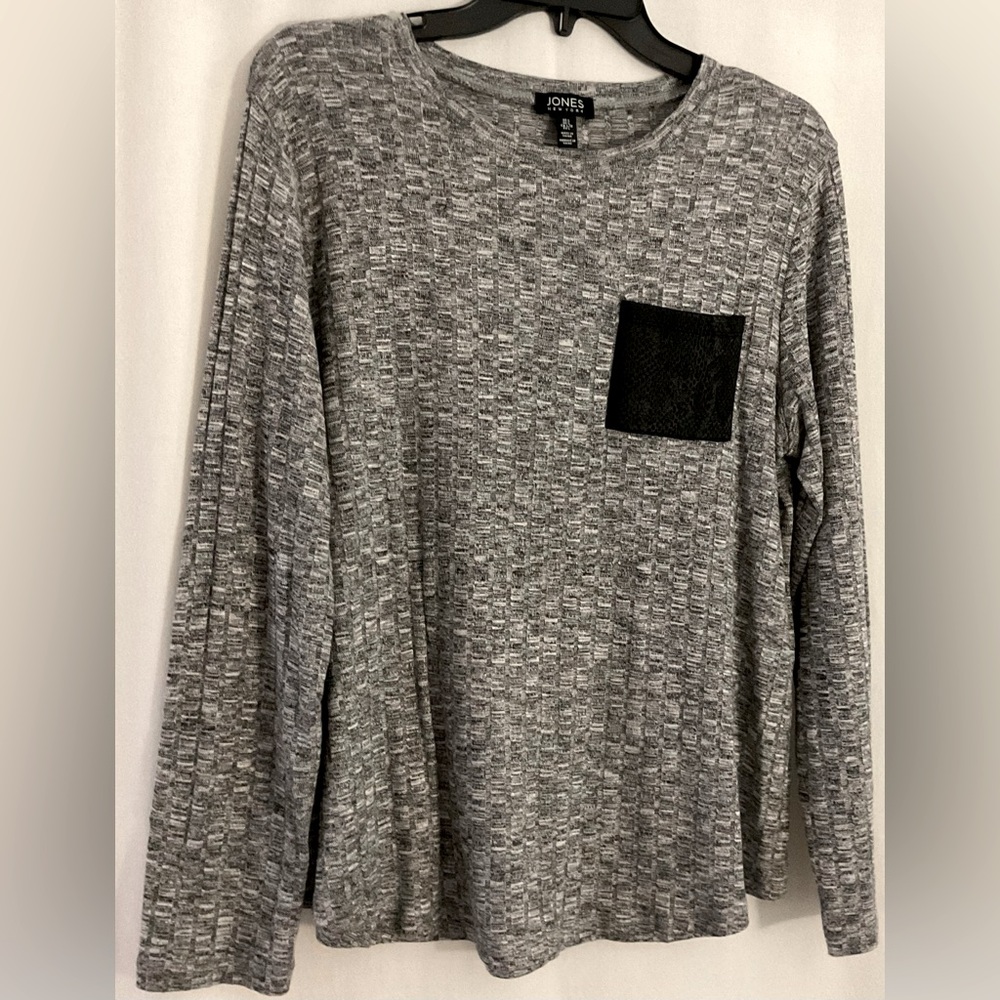 Jones New York Sweater with black pocket and elbow patch